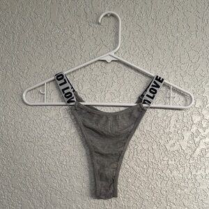 Gray lingerie panty with Love Strap